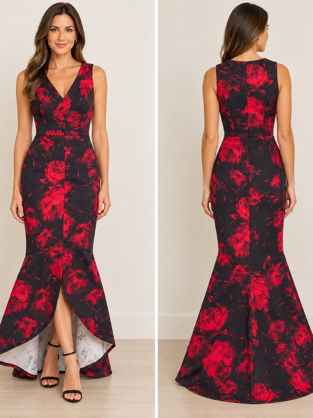 Floral Black and Red Dress, NWOT